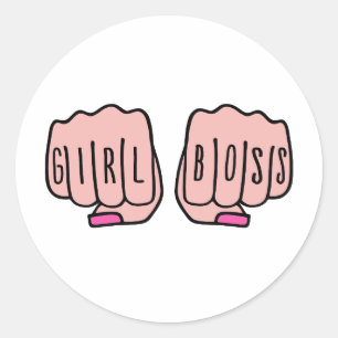 Sticker Rond Mains de femelle de patron de fille