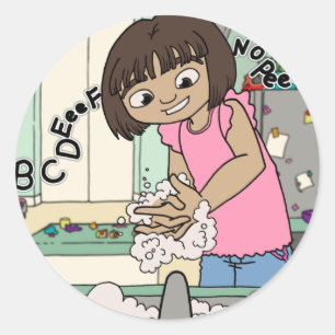 Sticker Rond Mains de lavage