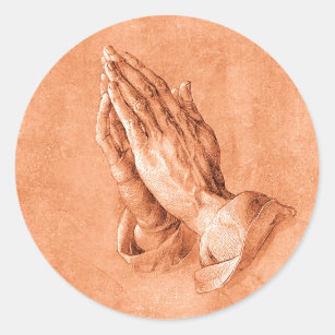 Sticker Rond Mains de prière