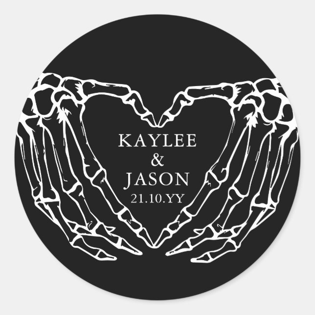 Sticker Rond Mains de squelette chute douche de couples jusqu'à (Devant)