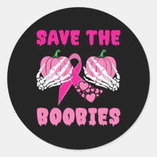 Sticker Rond Mains de squelette Sauvez l'Ies Cancer du Sein Lau