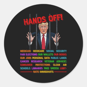 Sticker Rond Mains De Trump Drôle Dans L'Activisme De La Manife