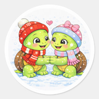 Sticker Rond Mains Froides, Cœurs Chauds