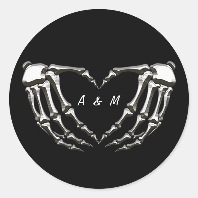 Sticker Rond Mains gothiques squelette personnalisées forme de  (Devant)