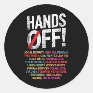 Sticker Rond Mains off My Social Security 2025