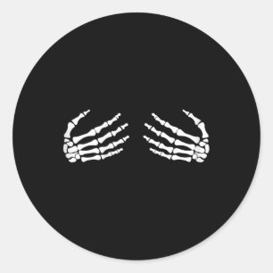 Sticker Rond Mains Squelettiques Sur Le Poitrine Poitrine Sorci
