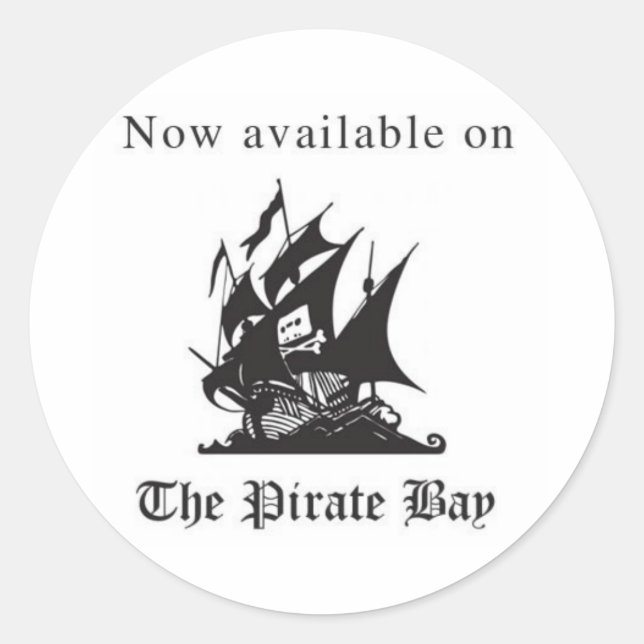 Sticker Rond Maintenant disponible sur la baie de pirate (Devant)