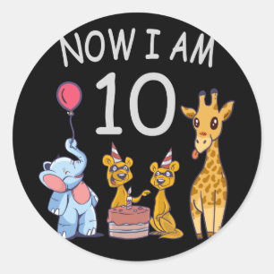 Sticker Rond Maintenant, j'ai 10 ans 10e anniversaire au Zoo