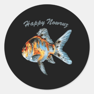 Sticker Rond Maintenant Nowruz Shubunkin Poisson Rouge Nouvel A