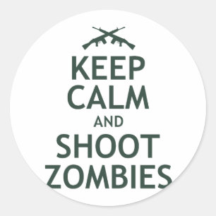 Sticker Rond Maintenez les zombis calmes et de pousse