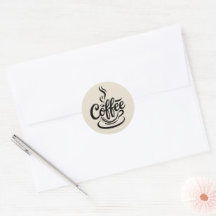 Sticker Rond Mais d'abord Café Typographie de script moderne