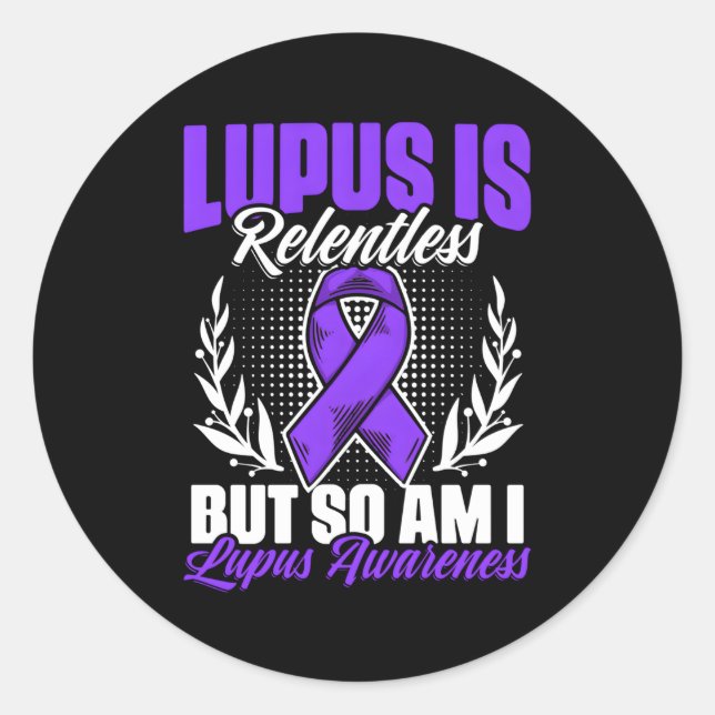 Sticker Rond Mais Je Suis Aussi Lupus Purple Ribbon Lupus Sensi (Devant)