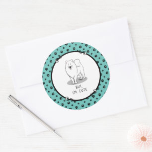 Sticker Rond Mais je suis mignon Samoyed Dog Funny Sammie