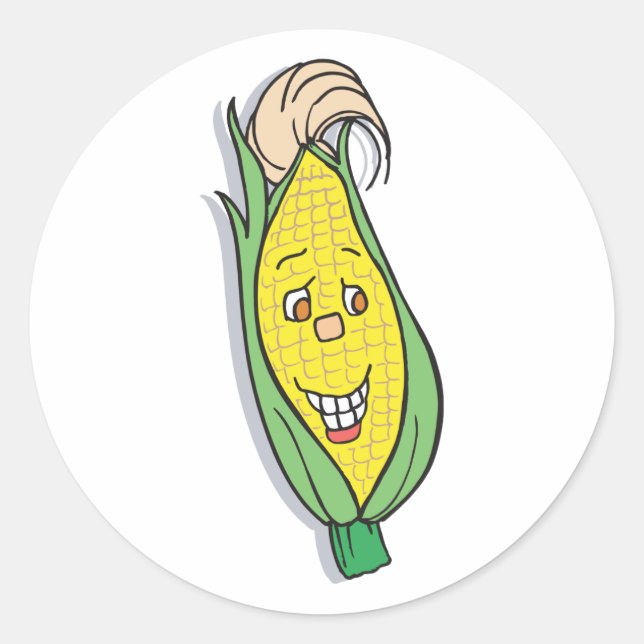 Sticker Rond maïs souriant personnage (Devant)