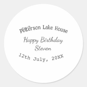 Sticker Rond Maison au bord du lac joyeux anniversaire ajouter