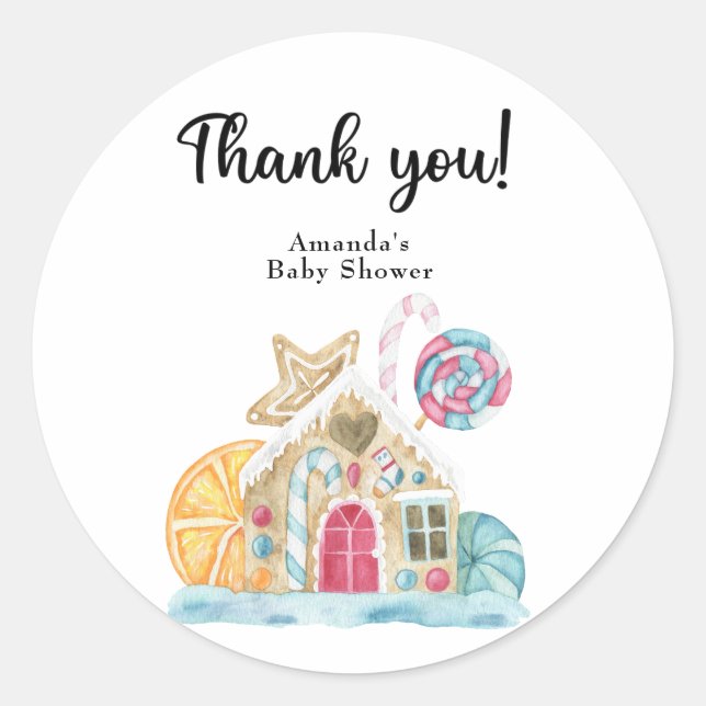 Sticker Rond Maison de biscuits de Noël - Merci (Devant)