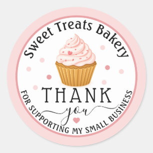 Sticker Rond Maison de Boulangerie Cupcake Sucré Merci Commande