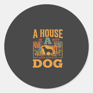 Sticker Rond Maison de chien maison vintage
