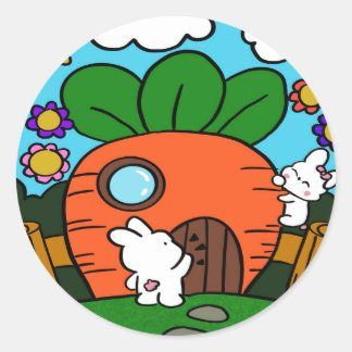 Sticker Rond maison de lapin