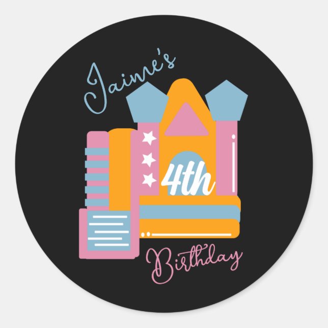Sticker Rond Maison de Location Gonflable de Fête d'Anniversair (Devant)