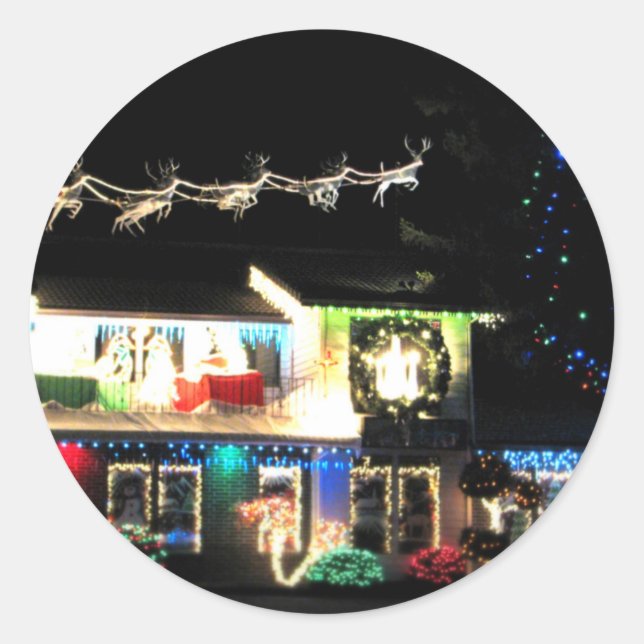 Sticker Rond Maison de Noël (Devant)