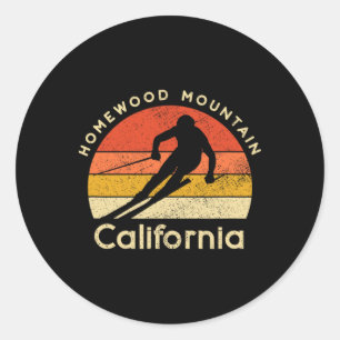 Sticker Rond Maison de ski vintage Homewood Mountain Californie