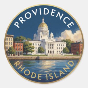 Sticker Rond Maison d'État de Providence Rhode Island 🌴