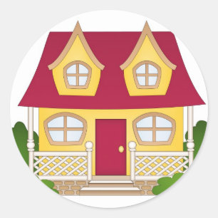 Sticker Rond Maison douce à la maison - journée