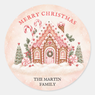 Sticker Rond Maison en pain d'épices personnalisée pour Noël en