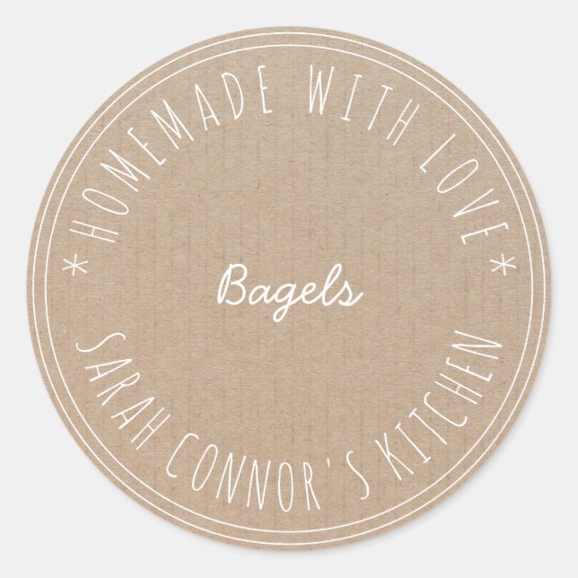 Sticker Rond Maison faite avec amour Bagels Kraft Baking (Devant)