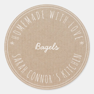 Sticker Rond Maison faite avec amour Bagels Kraft Baking