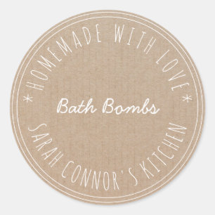 Sticker Rond Maison faite avec amour Bain Bombes Kraft Spa
