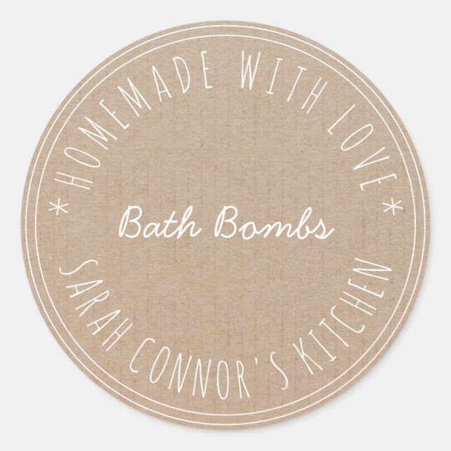 Sticker Rond Maison faite avec amour Bain Bombes Kraft Spa (Devant)
