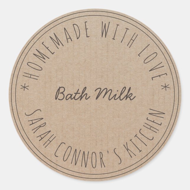 Sticker Rond Maison faite avec amour Bain Lait Spa Kraft (Devant)
