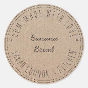 Sticker Rond Maison faite avec amour Banana Pain Kraft Baking