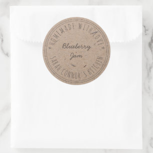 Sticker Rond Maison faite avec amour Blueberry Jam Eco Kraft Pa