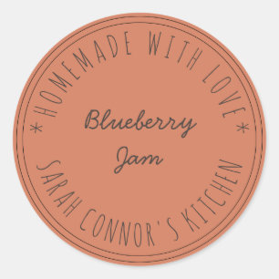 Sticker Rond Maison faite avec amour Blueberry Jam Terracotta