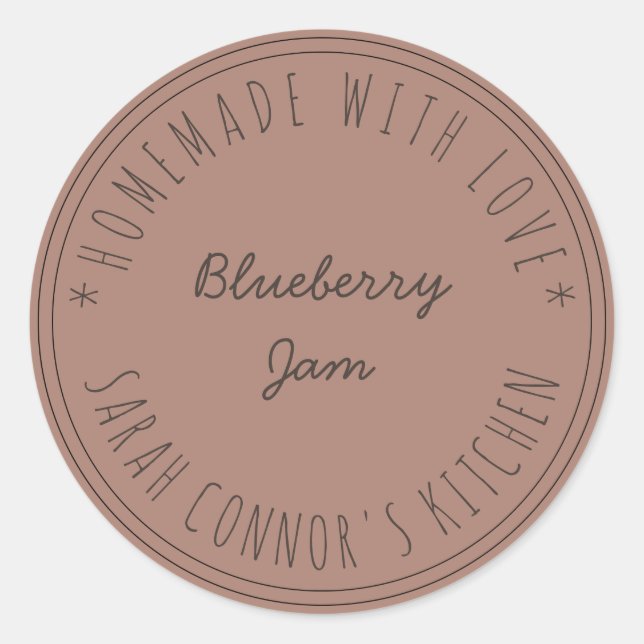 Sticker Rond Maison faite avec amour Blueberry Jam Terracotta C (Devant)