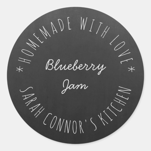 Sticker Rond Maison faite avec amour Blueberry JamTrendy Hipste (Devant)
