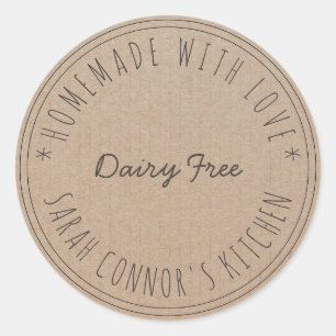 Sticker Rond Maison faite avec amour Dairy Libre Papier Kraft