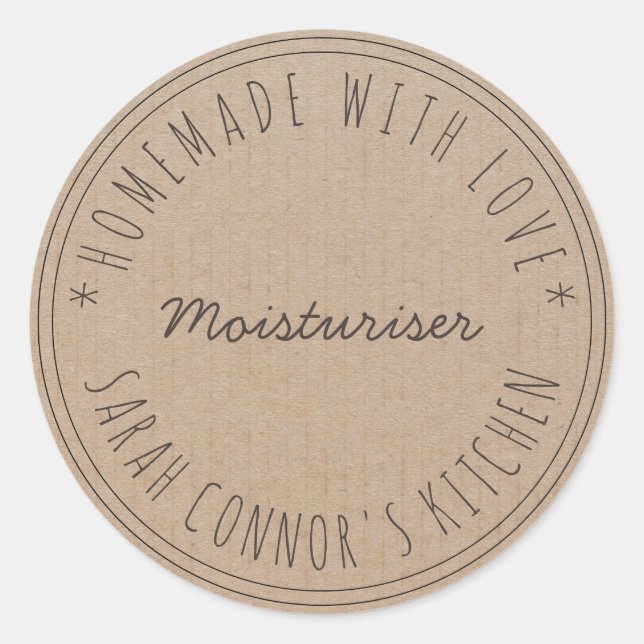 Sticker Rond Maison faite avec amour Moisturizer Kraft Spa (Devant)