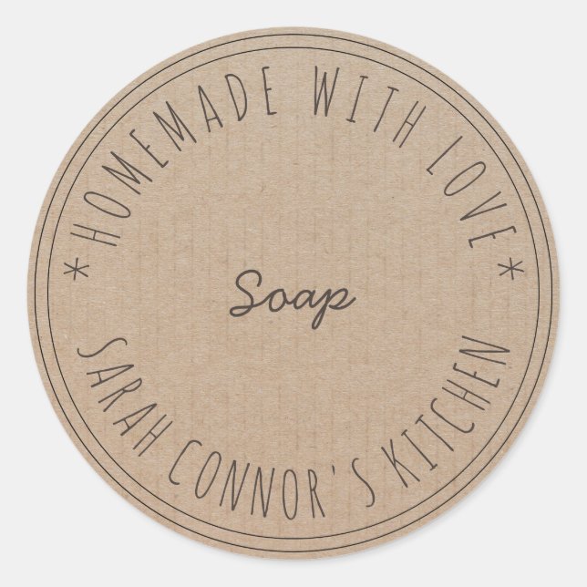Sticker Rond Maison faite avec amour Spa Kraft savon (Devant)
