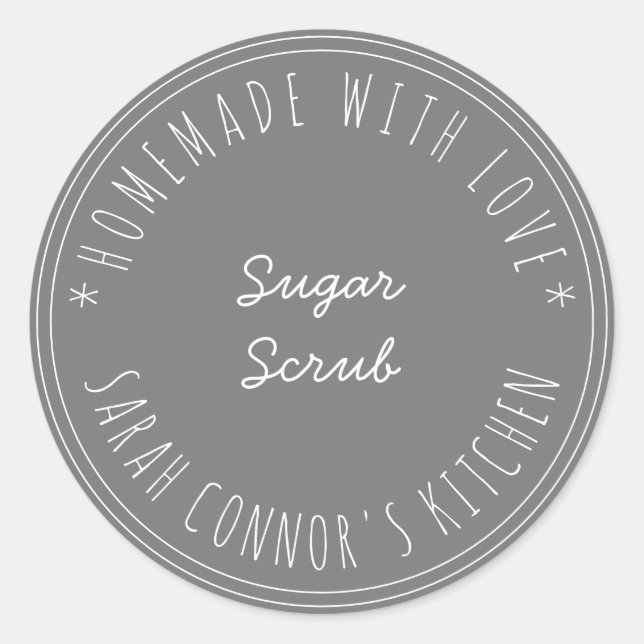 Sticker Rond Maison faite avec amour Sugar Scrub Kraft Spa (Devant)