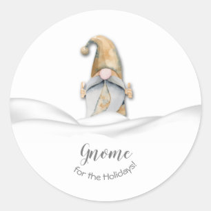 Sticker Rond Maison Gnome de Noël pour les Fêtes