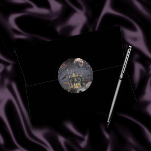 Sticker Rond Maison hantée   Arbre à Pleines lunes Éffrayantes