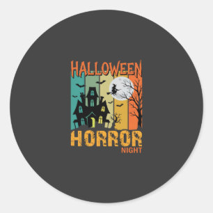 Sticker Rond Maison Hantée de la Nuit d'Horreur d'Halloween Vec
