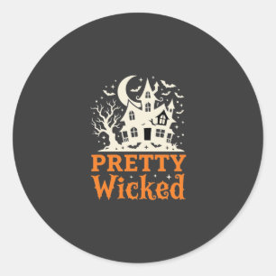 Sticker Rond Maison hantée d'Halloween assez méchante_1