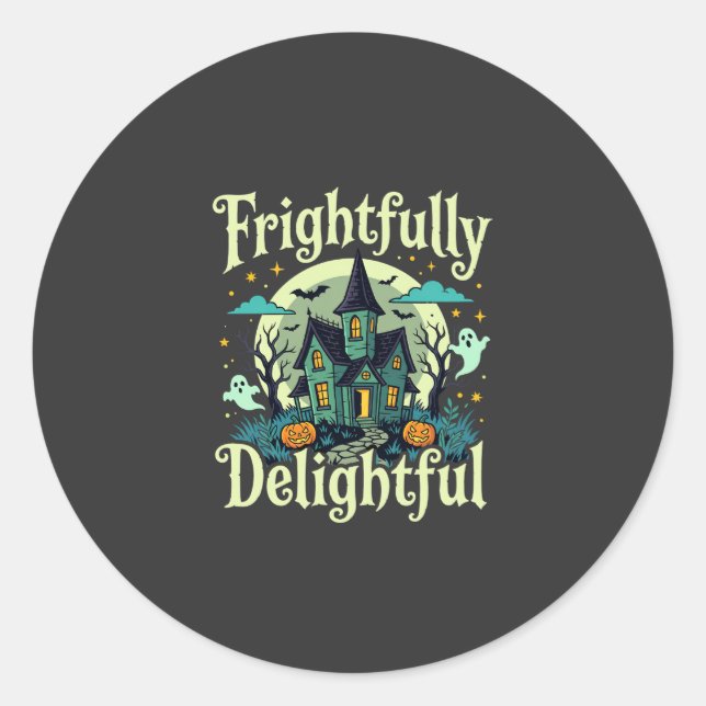 Sticker Rond Maison Hantée Halloween Effroyablement Délicieuse  (Devant)