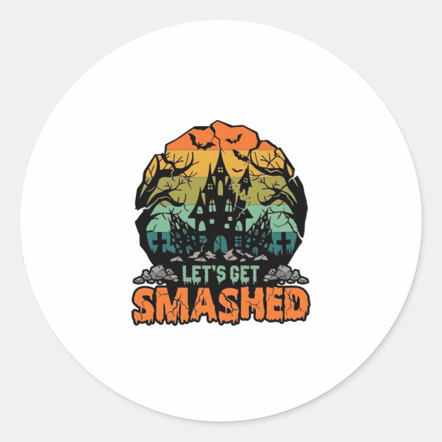 Sticker Rond Maison Hantée Halloween Faisons Nous Éclater Couch (Devant)