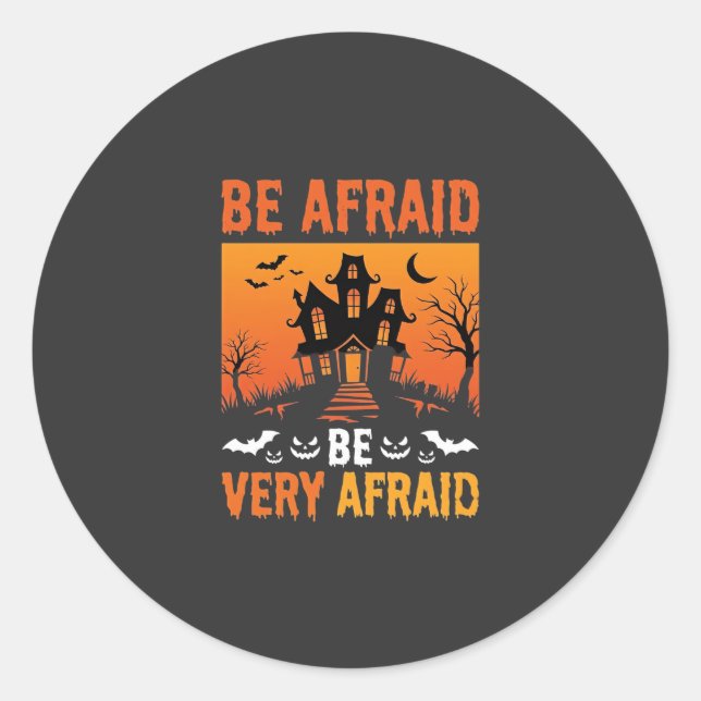 Sticker Rond Maison Hantée Halloween Soyez Effrayés Design (Devant)